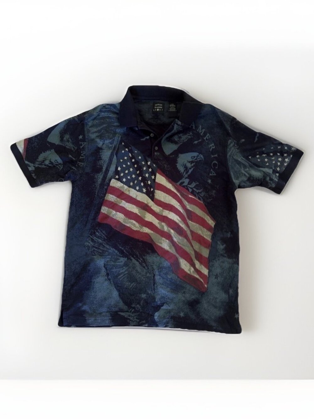 Cotton Traders Sport Men’s Polo Size Large Patriotic American Flag